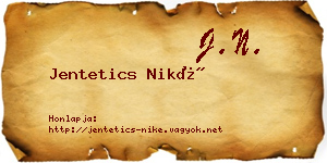 Jentetics Niké névjegykártya